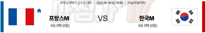 2025-09-14 세계남자배구선수권대회 프랑스 대한민국 국내외경기분석 무료중계 스포츠분석 관련 이미지