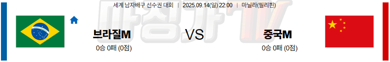 2025-09-14 세계남자배구선수권대회 브라질 중국 국내외경기분석 무료중계 스포츠분석 관련 이미지