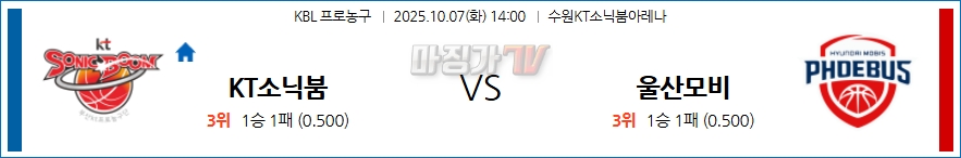 2025-10-07 KBL 수원 KT 울산 현대모비스 국내농구/배구분석 무료중계 스포츠분석 관련 이미지