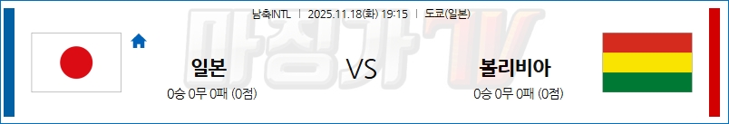 2025-11-18 남축INTL 일본 볼리비아 해외축구분석 무료중계 스포츠분석 관련 이미지