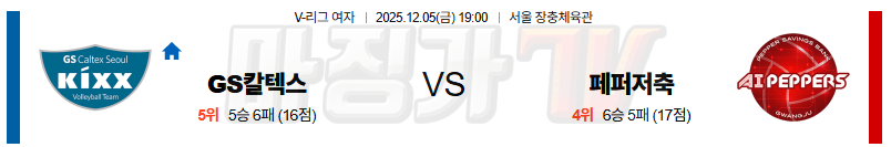 2025-12-05 V-리그 여자부 GS 칼텍스 페퍼저축은행 국내농구/배구분석 무료중계 스포츠분석 관련 이미지