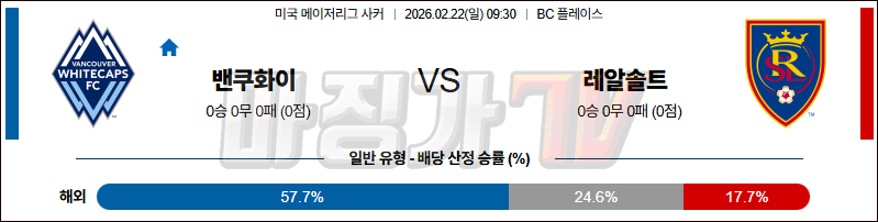 2026-02-22 메이저리그사커 밴쿠버 화이트캡스 FC 리얼 솔트레이크 해외축구분석 무료중계 스포츠분석 관련 이미지