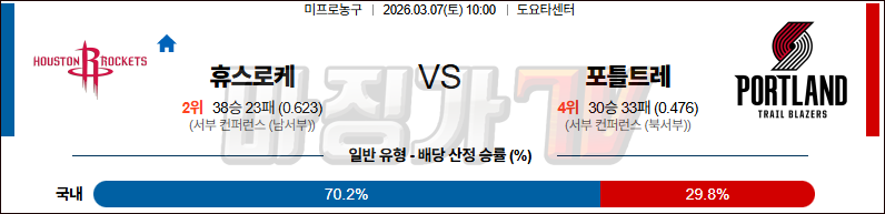 2026-03-07 NBA 휴스턴 로켓츠 포틀랜드 트레일블레이저 NBA분석 무료중계 스포츠분석 관련 이미지