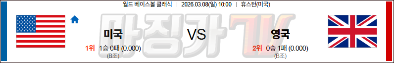 2026-03-08 월드 베이스볼 클래식 미국 영국 국내외경기분석 무료중계 스포츠분석 관련 이미지
