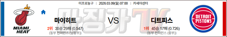 2026-03-09 NBA 마이애미 히트 디트로이트 피스톤스 NBA분석 무료중계 스포츠분석 관련 이미지