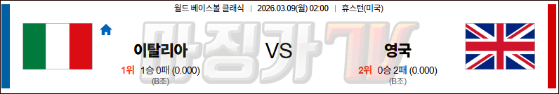 2026-03-09 월드 베이스볼 클래식 이탈리아 영국 국내외경기분석 무료중계 스포츠분석 관련 이미지