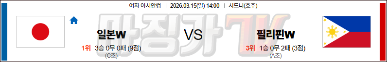 2026-03-15 여자 아시안컵 일본 필리핀 국내외경기분석 무료중계 스포츠분석 관련 이미지