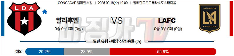 2026-03-18 CONCACAF 챔피언스컵 알라후엘렌세 LA 갤럭시 해외축구분석 무료중계 스포츠분석 관련 이미지
