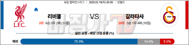 2026-03-19 UEFA 챔피언스리그 리버풀 FC 갈라타사라이 해외축구분석 무료중계 스포츠분석 관련 이미지