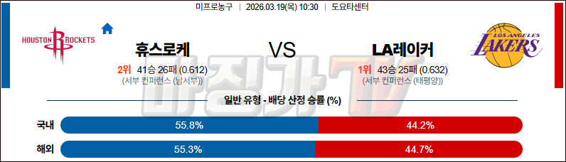 2026-03-19 NBA 휴스턴 로켓츠 LA 레이커스 NBA분석 무료중계 스포츠분석 관련 이미지
