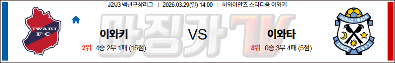 2026-03-29 J리그 2 이와키 FC 주빌로 이와타 K리그/J리그분석 무료중계 스포츠분석 관련 이미지
