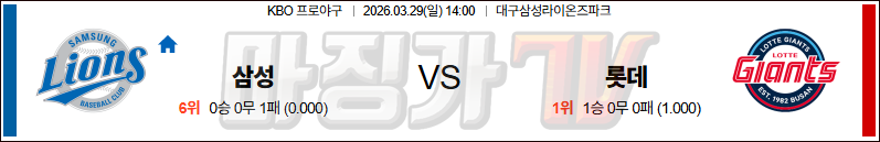 2026-03-29 KBO 삼성 롯데 KBO/NPB분석 무료중계 스포츠분석 관련 이미지