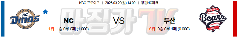 2026-03-29 KBO NC 두산 KBO/NPB분석 무료중계 스포츠분석 관련 이미지
