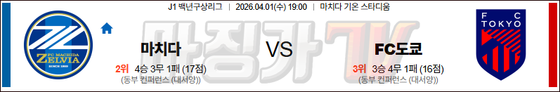 2026-04-01 J리그 1 마치다 젤비아 FC 도쿄 K리그/J리그분석 무료중계 스포츠분석 관련 이미지